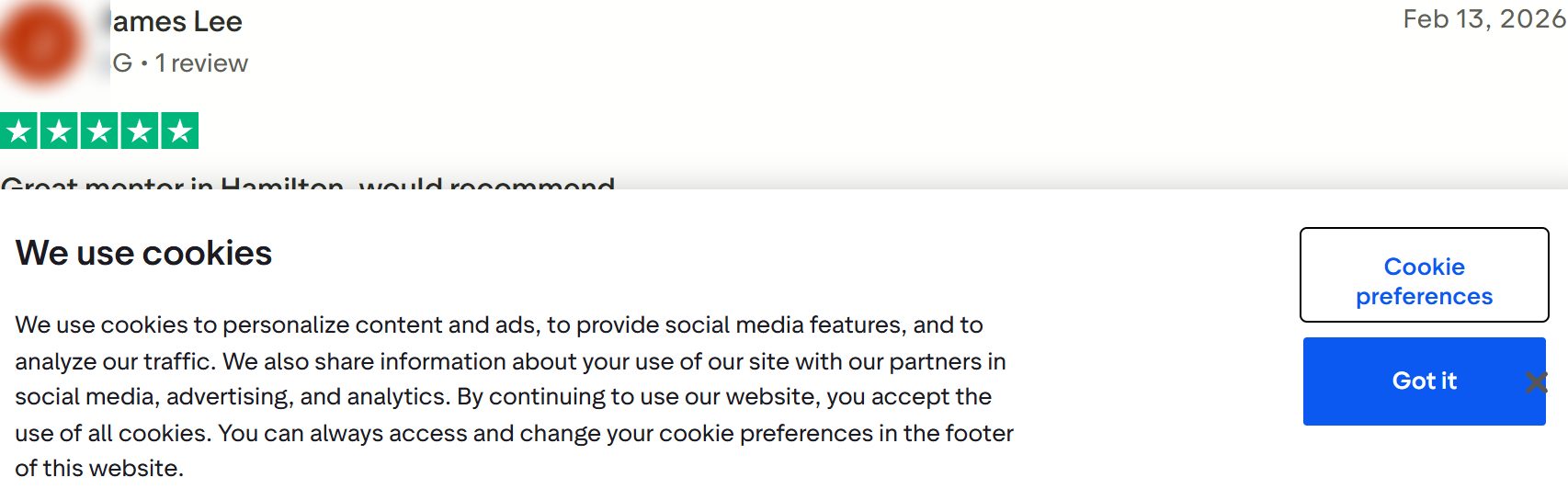 James Lee's Trustpilot review, personal details redacted